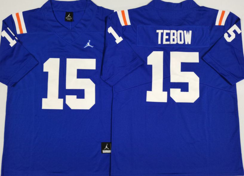 Men Florida Gators #15 Tebow Blue 2025 NCAA Jersey style 1